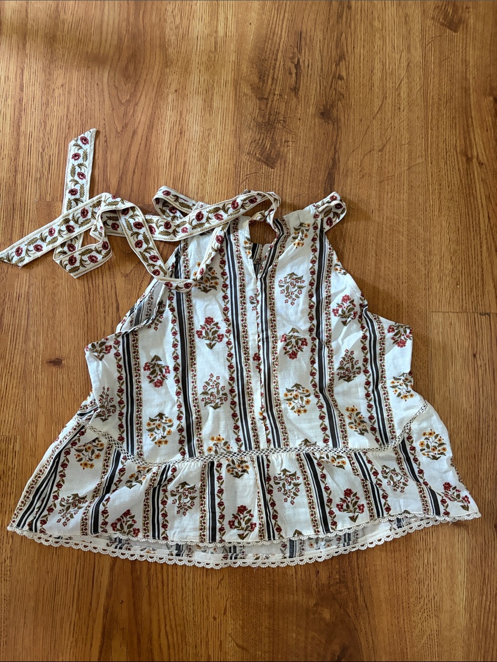 Joie Cream Floral Stripe Wide-Leg Pants Set - Picture 14 of 15